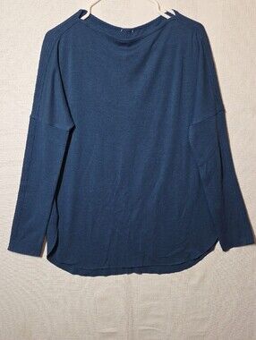 Kit Ace Women Shirt Small Long-Sleeve Crewneck Shirt Blue 23" PTP